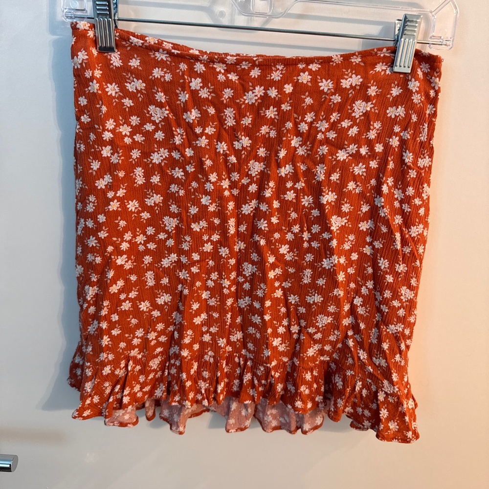 Abercrombie & Fitch Orange Floral Mini Skirt